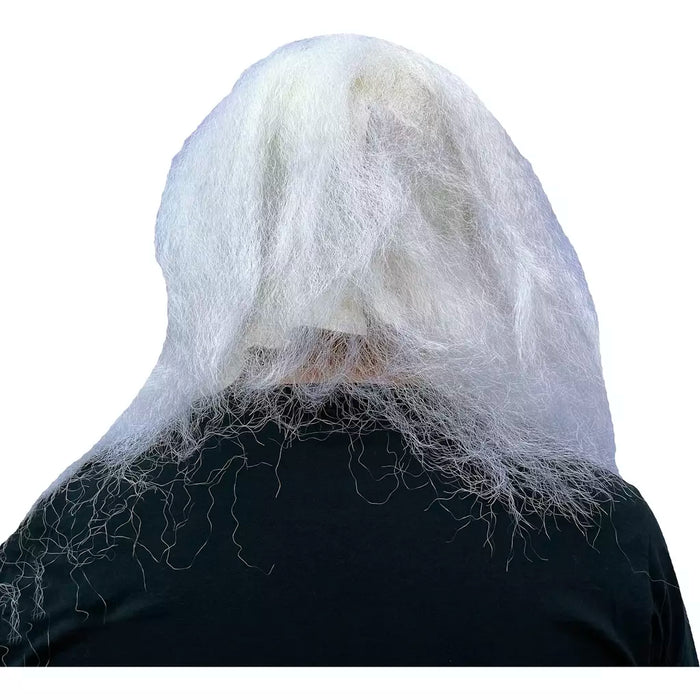 Máscara de látex Drácula Dead con pelo blanco largo y sangre en el cuello (vista 3)
