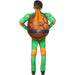 Espalda del disfraz de Michelangelo Tortugas Ninja para niño, enterito verde con caparazón y antifaz naranjo