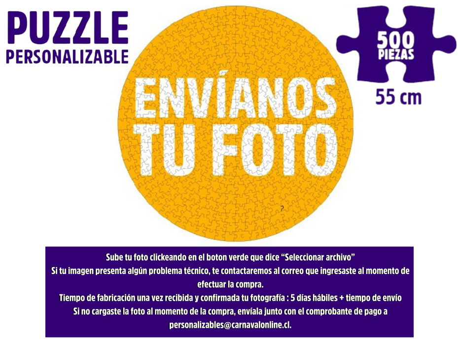Puzzle Personalizable Redondo - 300 y 500 Piazas