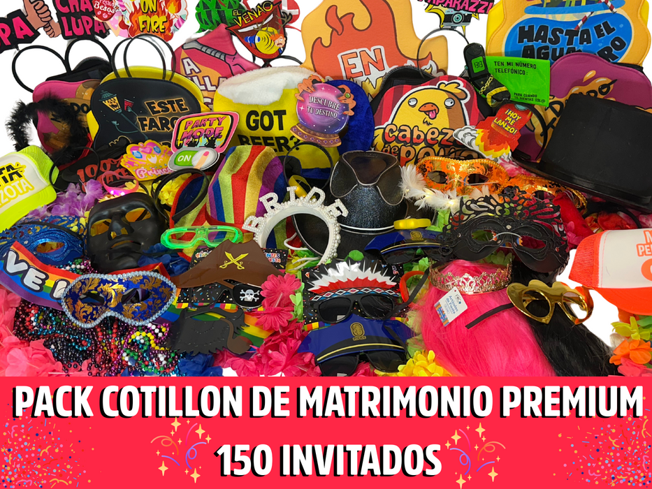 Nuevo Pack De Cotillón Premium Para Matrimonio - 150 Invitados