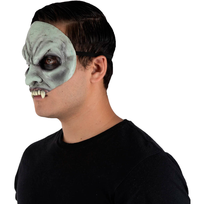 Media máscara de látex del Conde Drácula con colmillos de vampiro (vista 2)