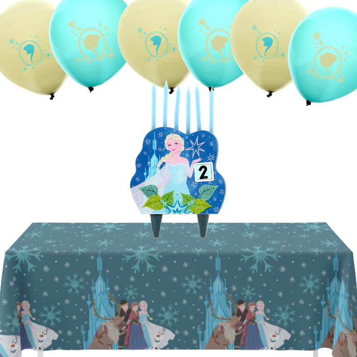 Cumpleaños Frozen - Globos, Mantel Y Vela