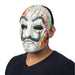 Máscara facial de látex blanca con bigote y salpicaduras de pintura neón (vista 2)