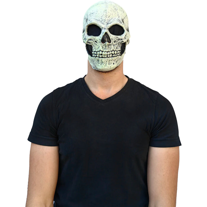 Máscara de látex de calavera blanca con efecto glow (vista 3)
