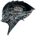 Máscara de látex Necro Sentinel con cuello, calavera biomecánica gris (vista 2)