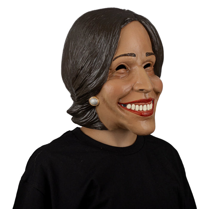 Máscara de látex de Kamala Harris sonriente con pelo oscuro (vista 2)