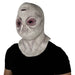 Máscara de látex Alien Invader con cuello, piel pálida y ojos rojizos (vista 2)