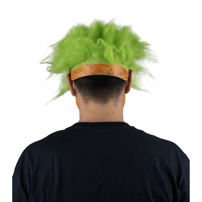 Máscara de látex de payaso calabaza naranja con pelo verde (vista 3)