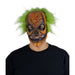 Máscara de látex de payaso calabaza naranja con pelo verde (vista 2)