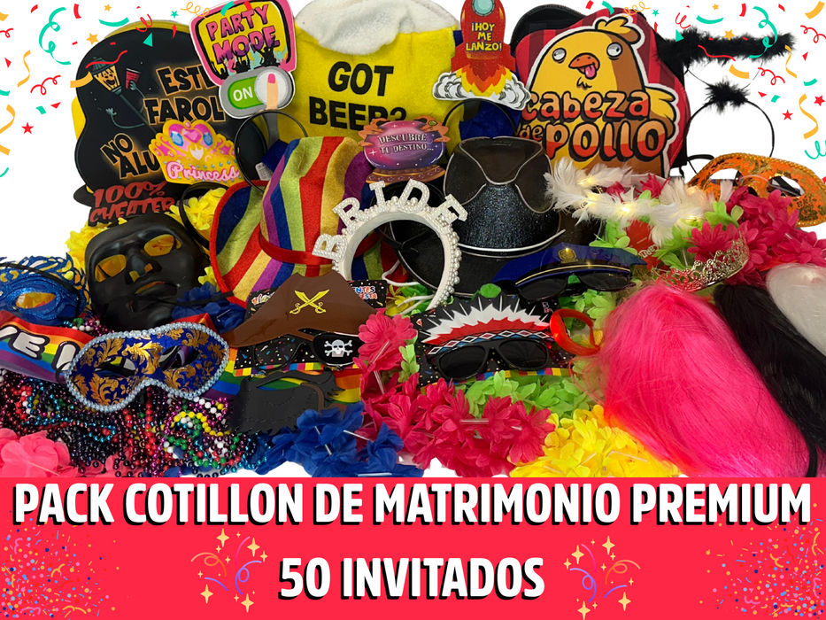Nuevo Pack De Cotillón Premium Para Matrimonio - 50 Invitados