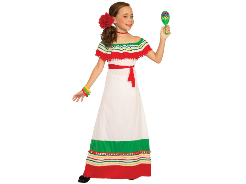Disfraz Niña Vestido Mexicano 3 A 4 Años