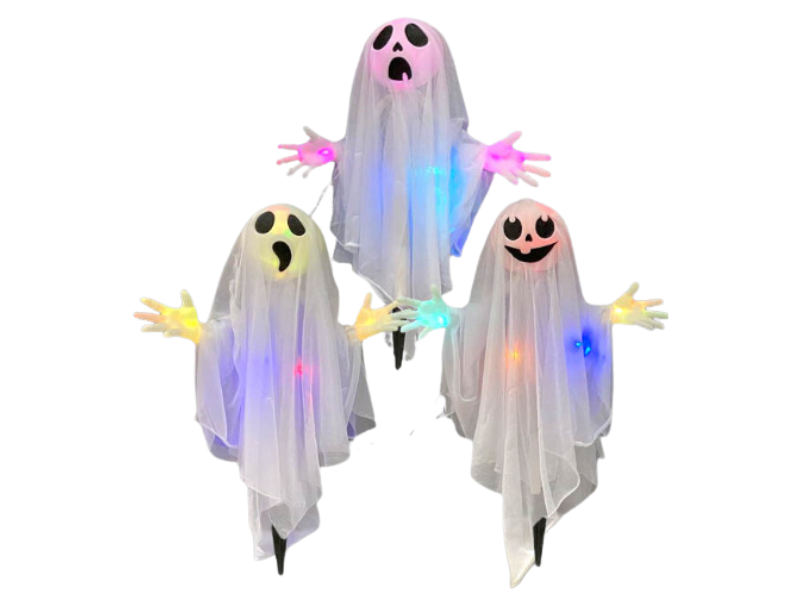 Set 3 Estacas Fantasmas Con Luces 60 Cm