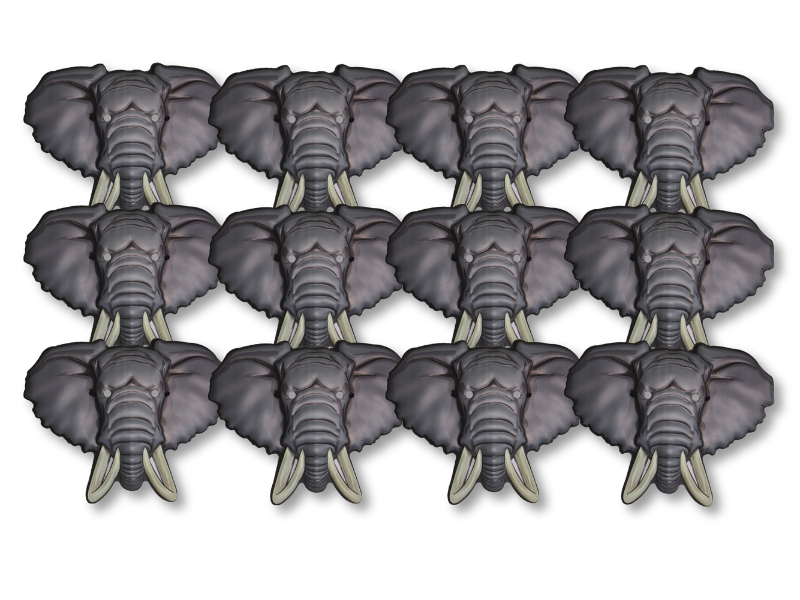 Pack 12 Mascaras Realidad Aumentada Elefante