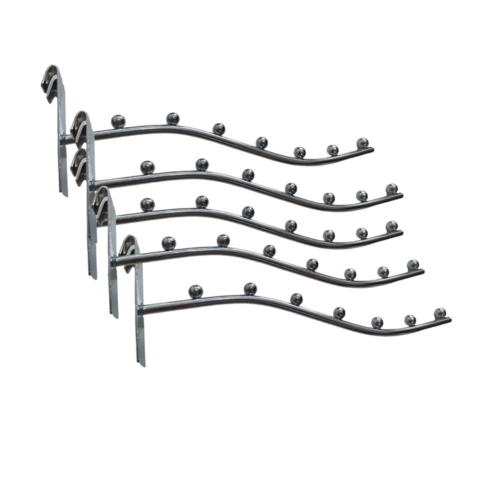Pack Ganchos Cascada Metalico 7 Bolitas Para Panel Ranurado X 20 Unidades