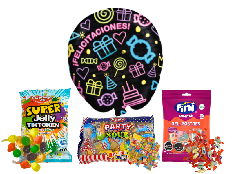 Piñata Inflable Neon + Dulces Virales
