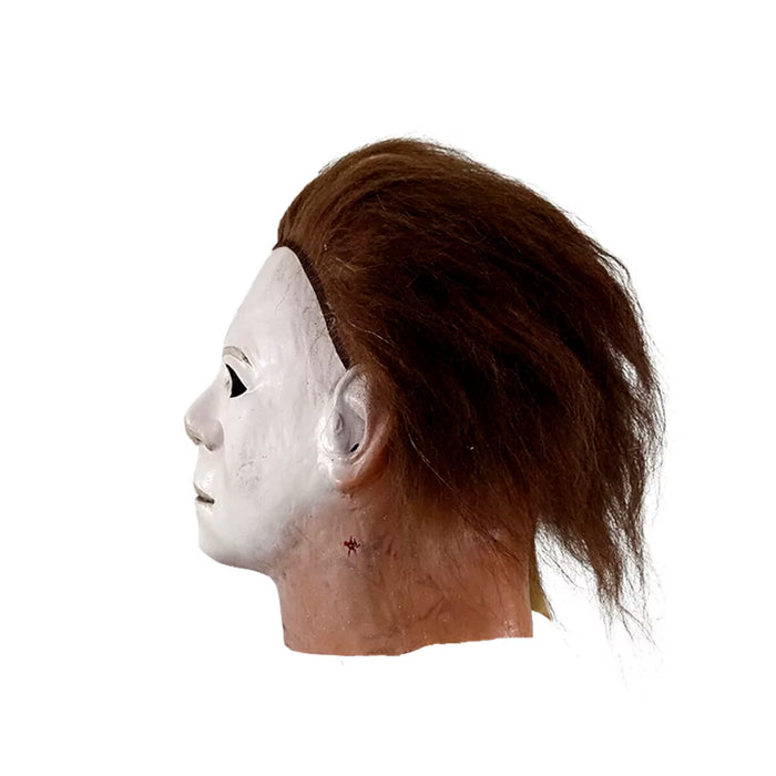 Máscara de látex de Michael Myers de Halloween II con rostro blanco y pelo castaño (vista 2)