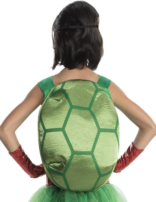 Disfraz de Rafael Tortugas Ninja para niña, vestido tutú verde con caparazón y antifaz rojo (vista 2)