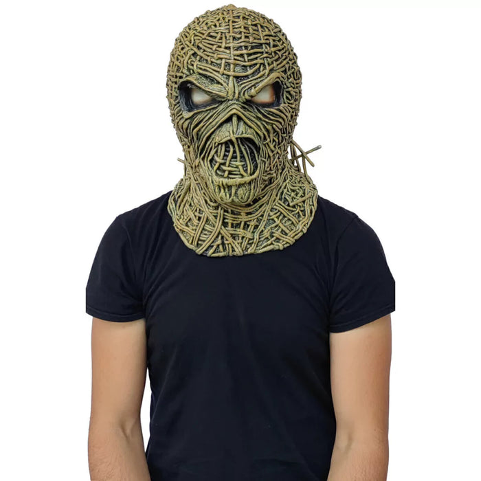 Máscara de látex de Eddie The Wicker Man de Iron Maiden con textura de mimbre (vista 2)