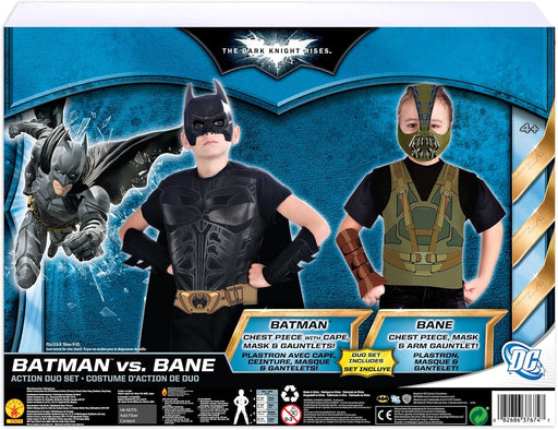 Set de disfraces Batman vs Bane para niños, pecheras con máscaras, capa y guantes (vista 2)