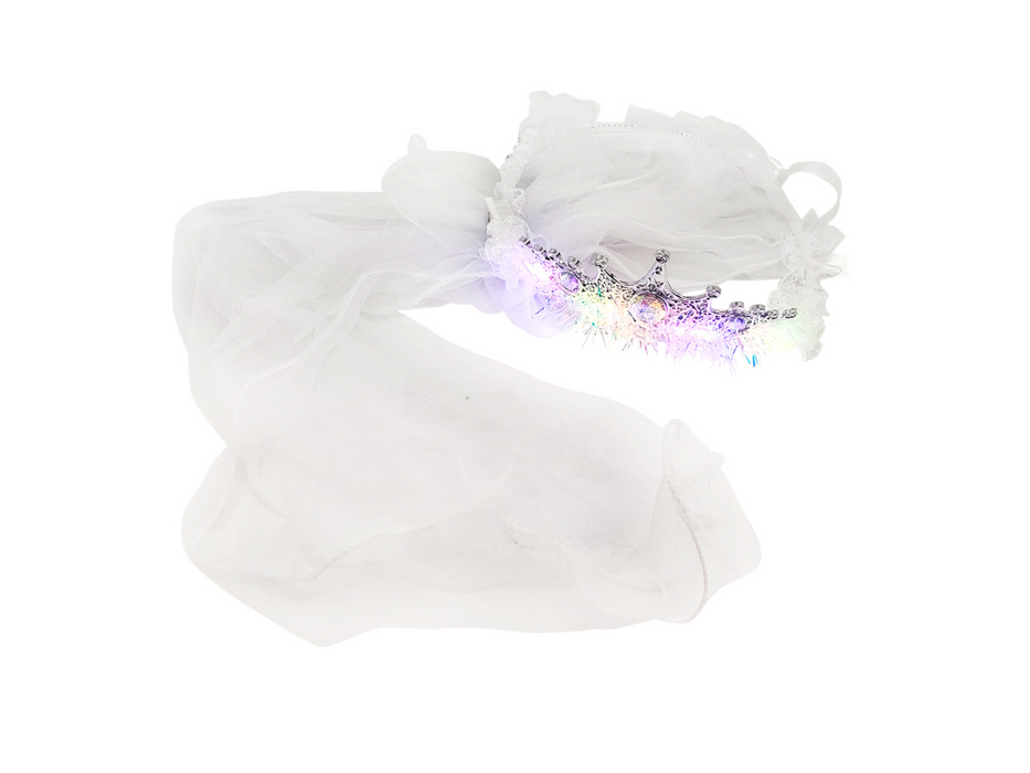 Cintillo Corona Puntas Led Velo Blanco