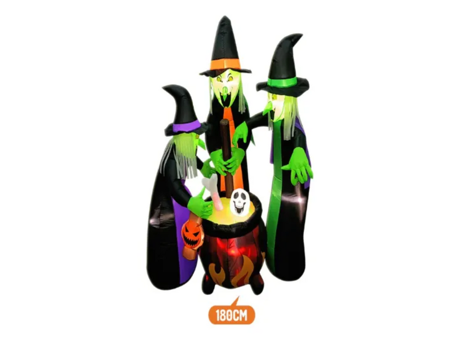 Decoración Brujas Caldera Inflable Led 180Cm