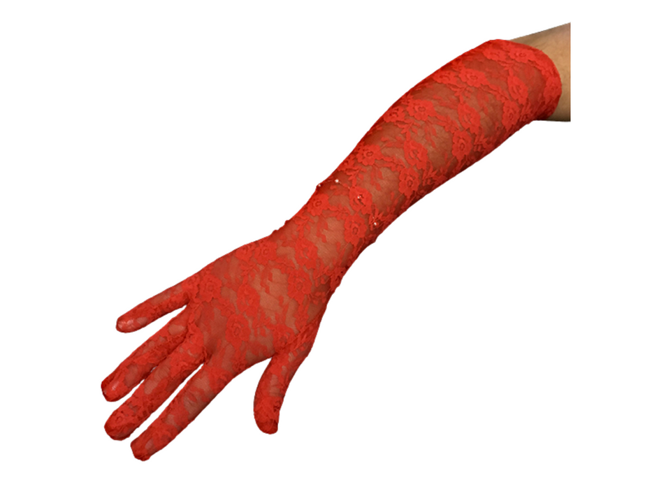 Guante Encaje 45 Cm Rojo X1Par