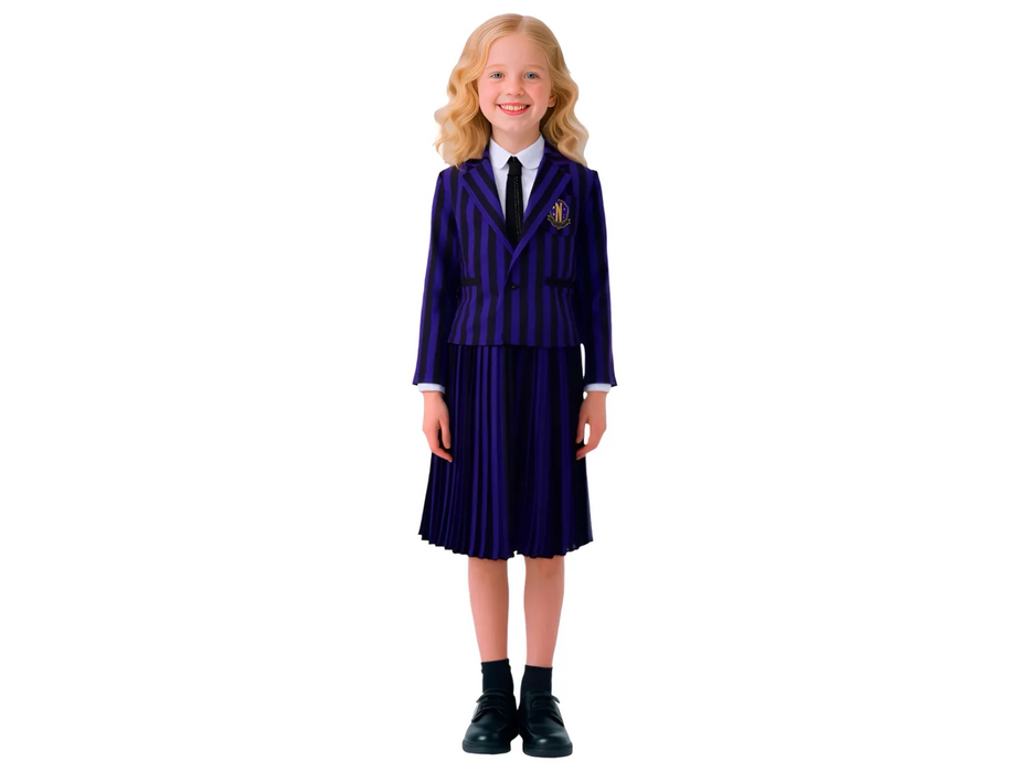 Disfraz Merlina Escolar Nevermore Morado Niña