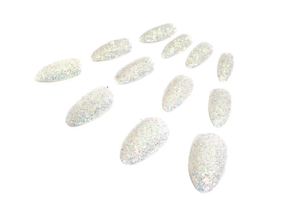 Uñas Postizas Glitter Blanco X1 Set