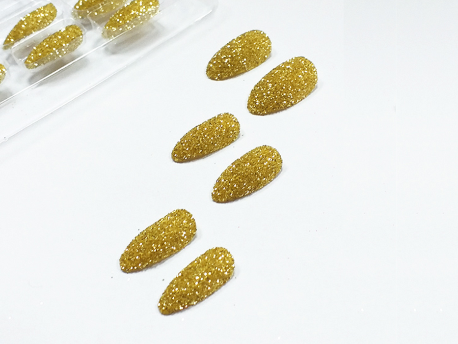 Uñas Postizas Glitter Dorado X1 Set