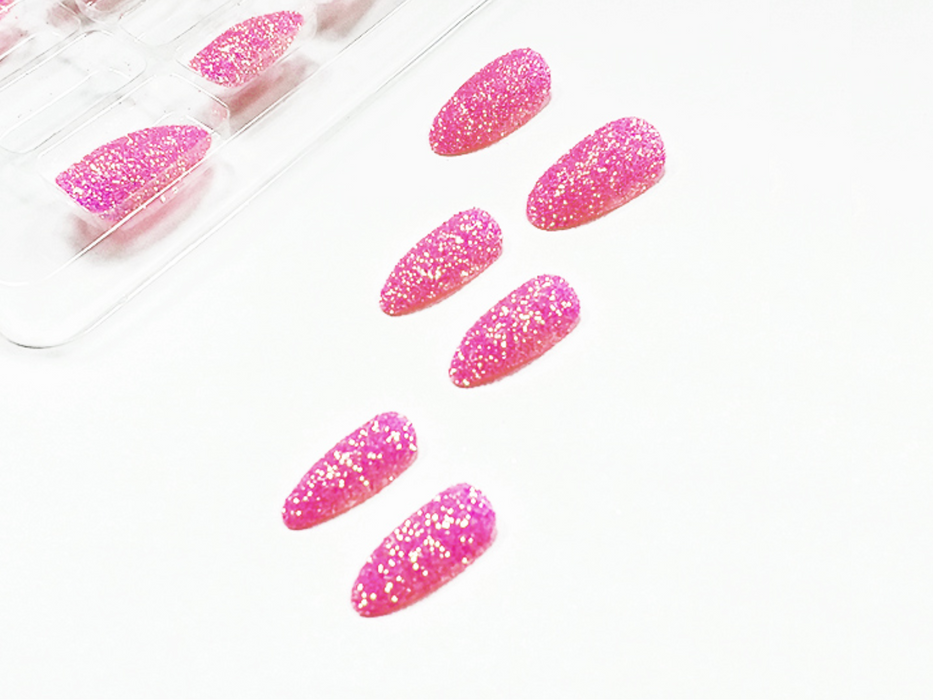 Uñas Postizas Glitter Fucsia X1 Set
