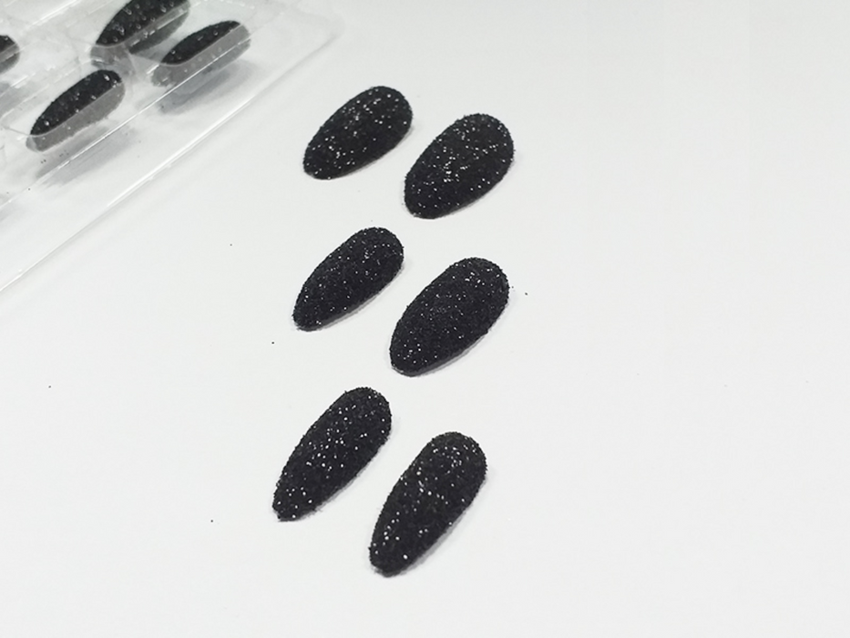 Uñas Postizas Glitter Negro X1 Set