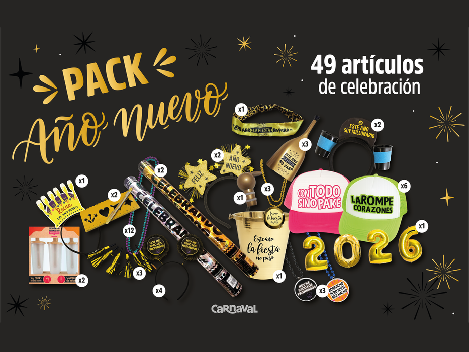 Pack Cotillón Año Nuevo 2026 Para 12 personas