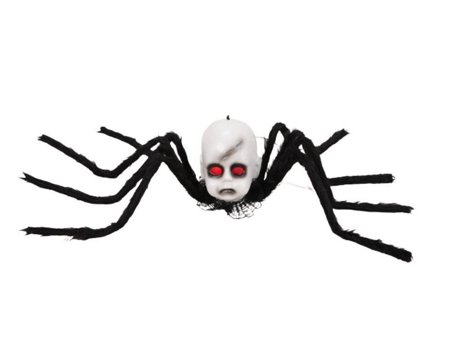 Araña Negra Con Cabeza Tetrica Luz Y Sonido 90 Cm