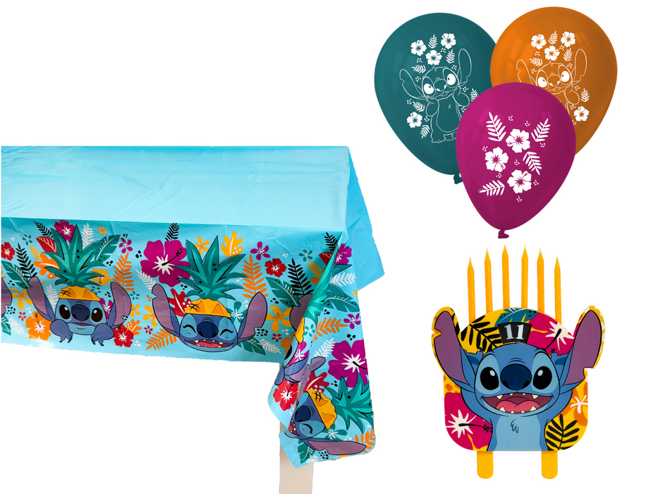 Pack Cumpleños Stitch - Mantel Vela Y Globos