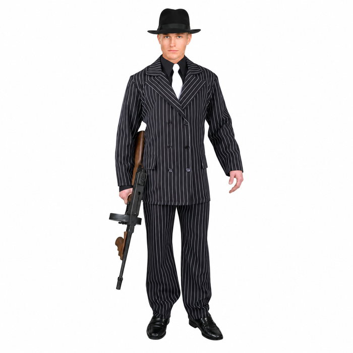 Disfraz Gánster Rayas Blancas Hombre