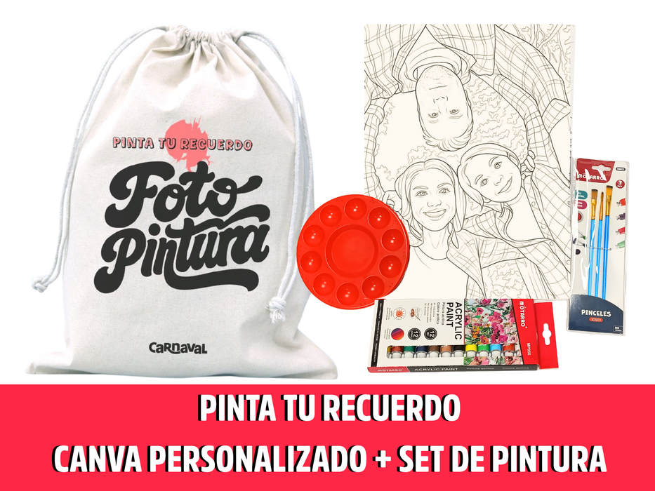Pinta Tu Recuerdo - Canvas Personalizado + Set De Pintura