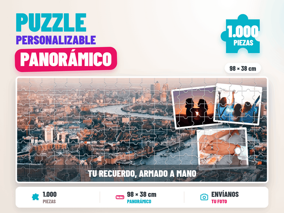 Puzzle Personalizable Panorámico 1000 Piezas 98 x 38 cm - Tu recuerdo armado a mano
