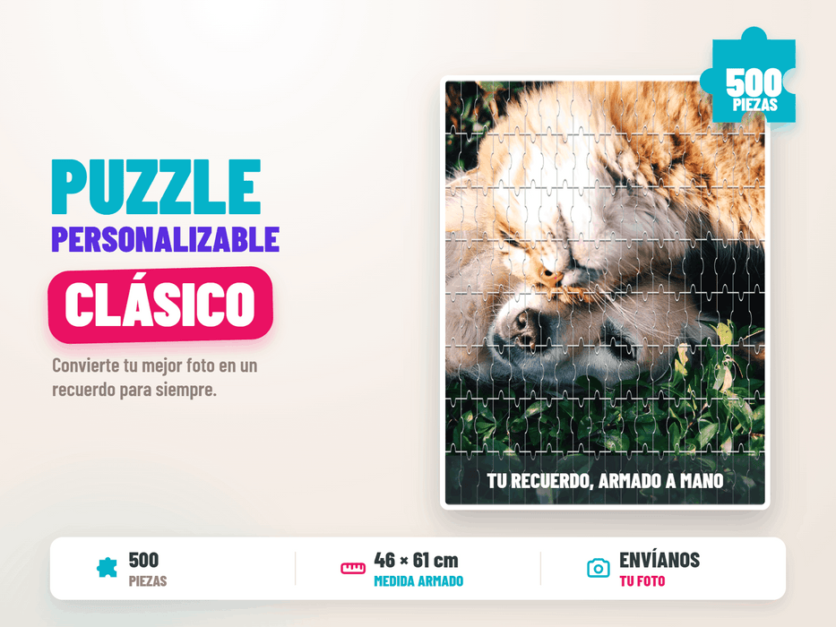 Puzzle Personalizable 500 Piezas 46 x 61 cm - Tu recuerdo armado a mano, envía tu foto