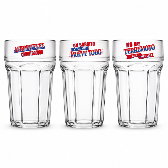 Set de Vasos Terremoto Para Fiestas Patrias x 3 Unidades
