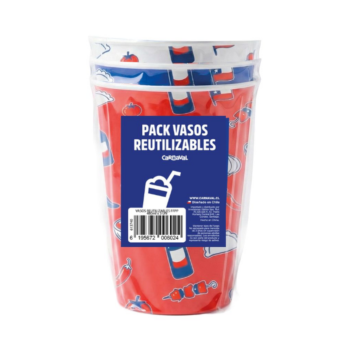 Vasos Reutilizables Dieciocheros 480ml x 3 Unidades