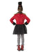Disfraz de domadora de circo para niña, chaqueta roja con flecos dorados, falda de tul negra y mini sombrero de copa