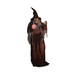 Animatronic bruja adivina de 172 cm con túnica café, sombrero y bola de cristal rosada