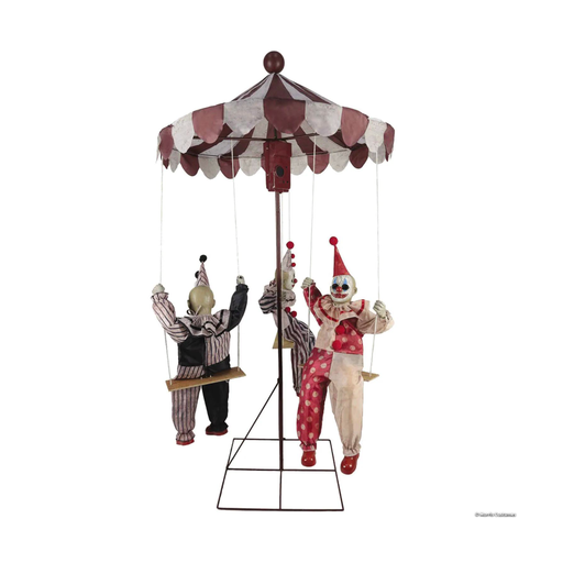 Animatronic carrusel de 183 cm con techo de carpa y tres payasos