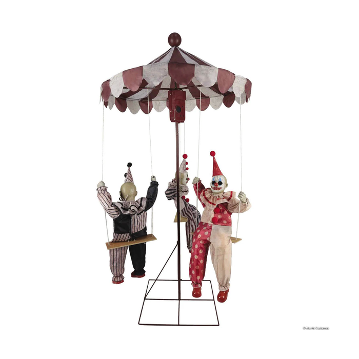 Animatronic carrusel de 183 cm con techo de carpa y tres payasos