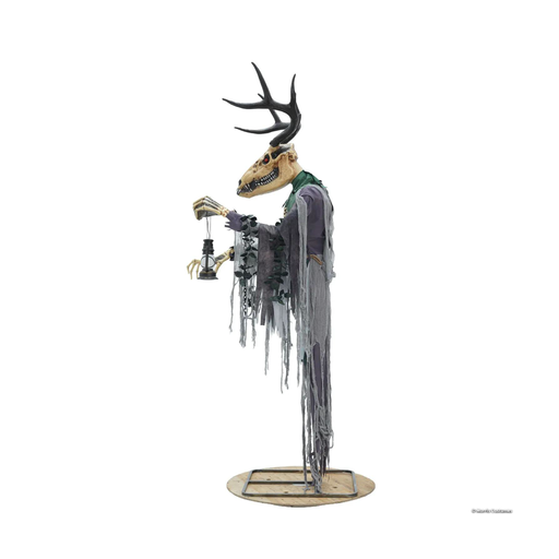 Animatronic criatura del bosque de 249 cm con calavera de ciervo, cuernos y farol