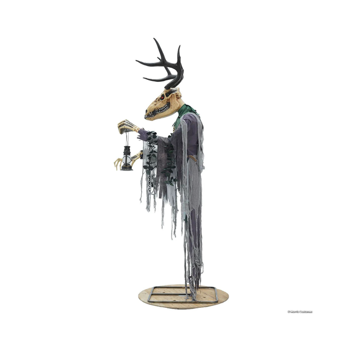 Animatronic criatura del bosque de 249 cm con calavera de ciervo, cuernos y farol