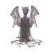 Animatronic dragón gris de 213 cm con alas de tela abiertas y ojos azules, vista frontal