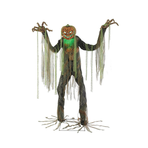 Animatronic espantapájaros de 213 cm con cabeza de calabaza y manos de ramas