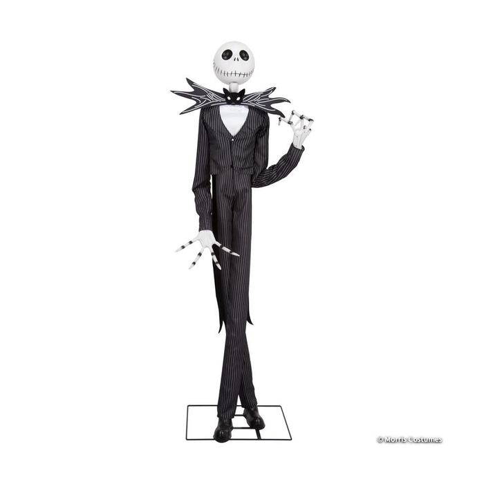 Animatronic Jack Skellington de 198 cm con traje negro a rayas moradas