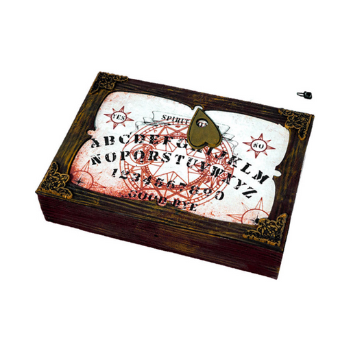 Animatrónico tabla Ouija en caja con tablero de letras y números y puntero